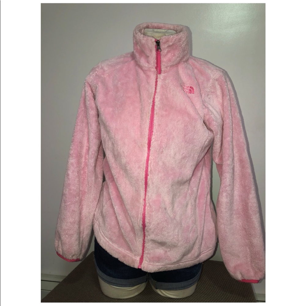 GIRLS FLUFFY NORTH FACE FLEECE JACKET